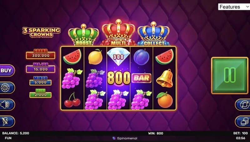 3 Sparking Crowns alapjáték nyeremény